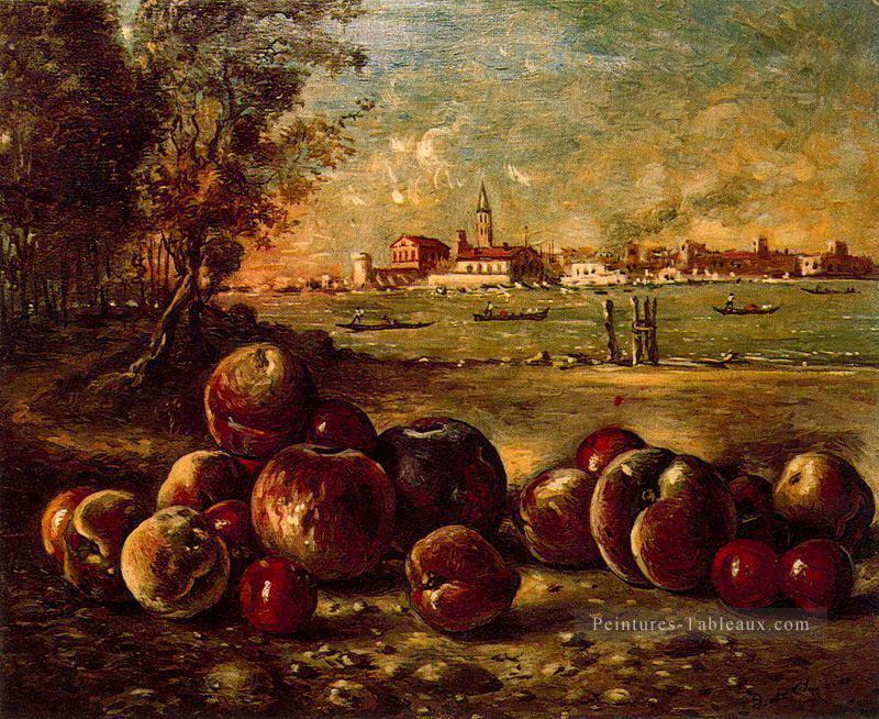 nature morte dans le paysage vénitien Giorgio de Chirico surréalisme métaphysique Peintures à l'huile